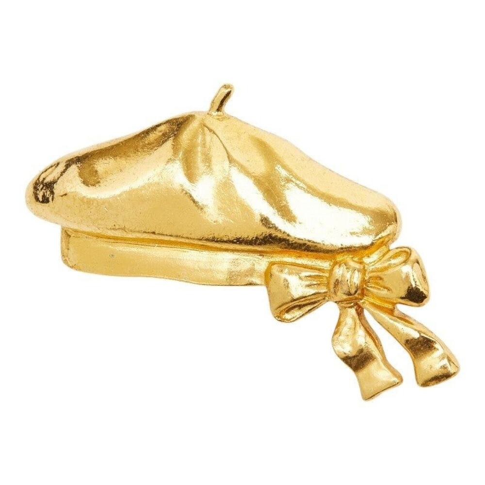 Chanel Vintage Ribbon Brooch Gold Plated